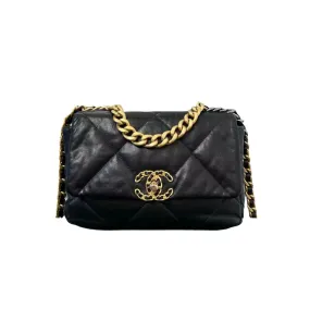 19 Flap Medium Lambskin Quilted Black MHW