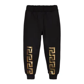 Black Greca Print Sweatpants