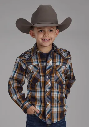 Boy's Roper Plaid Long Sleeve Western Shirt