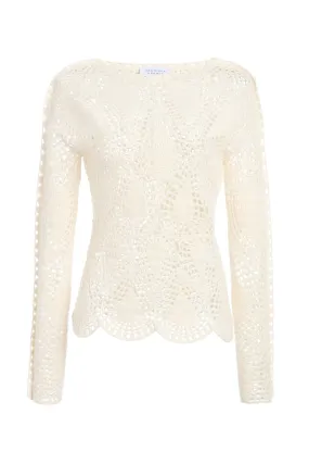 Capps Crochet Top in Ivory Wool Cashmere