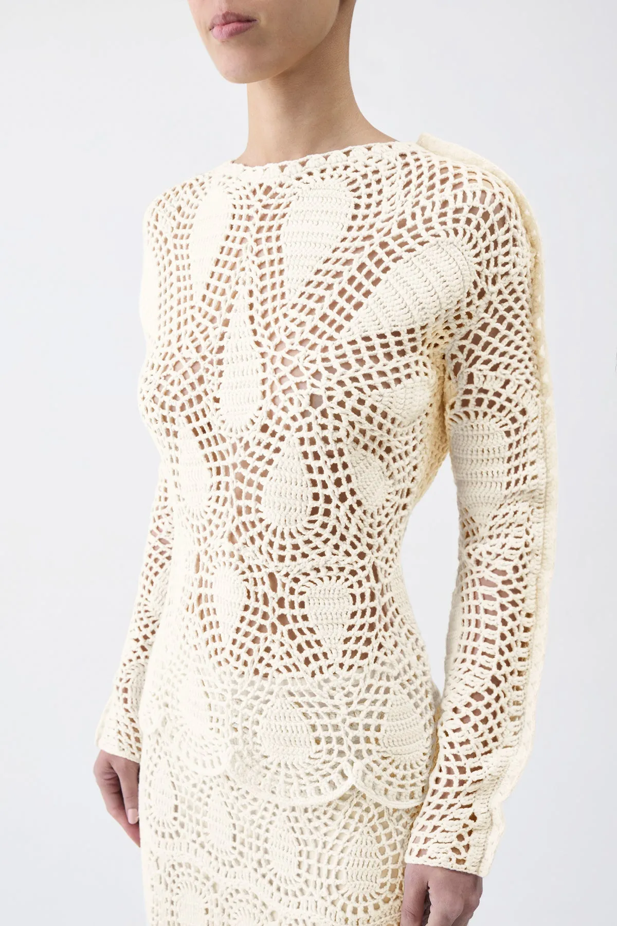 Capps Crochet Top in Ivory Wool Cashmere