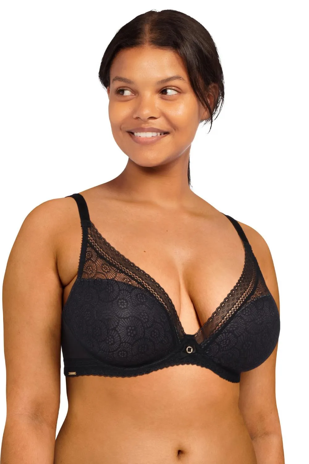 Chantelle Festivité Lace Plunge Bra, Black (C3682)