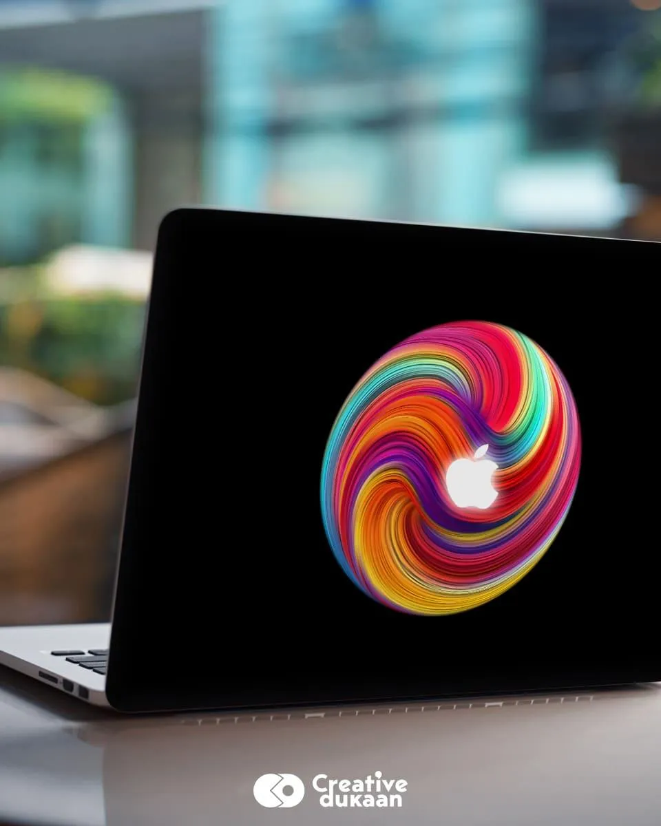 Colourful Circle Apple MacBook Skin With Black Background