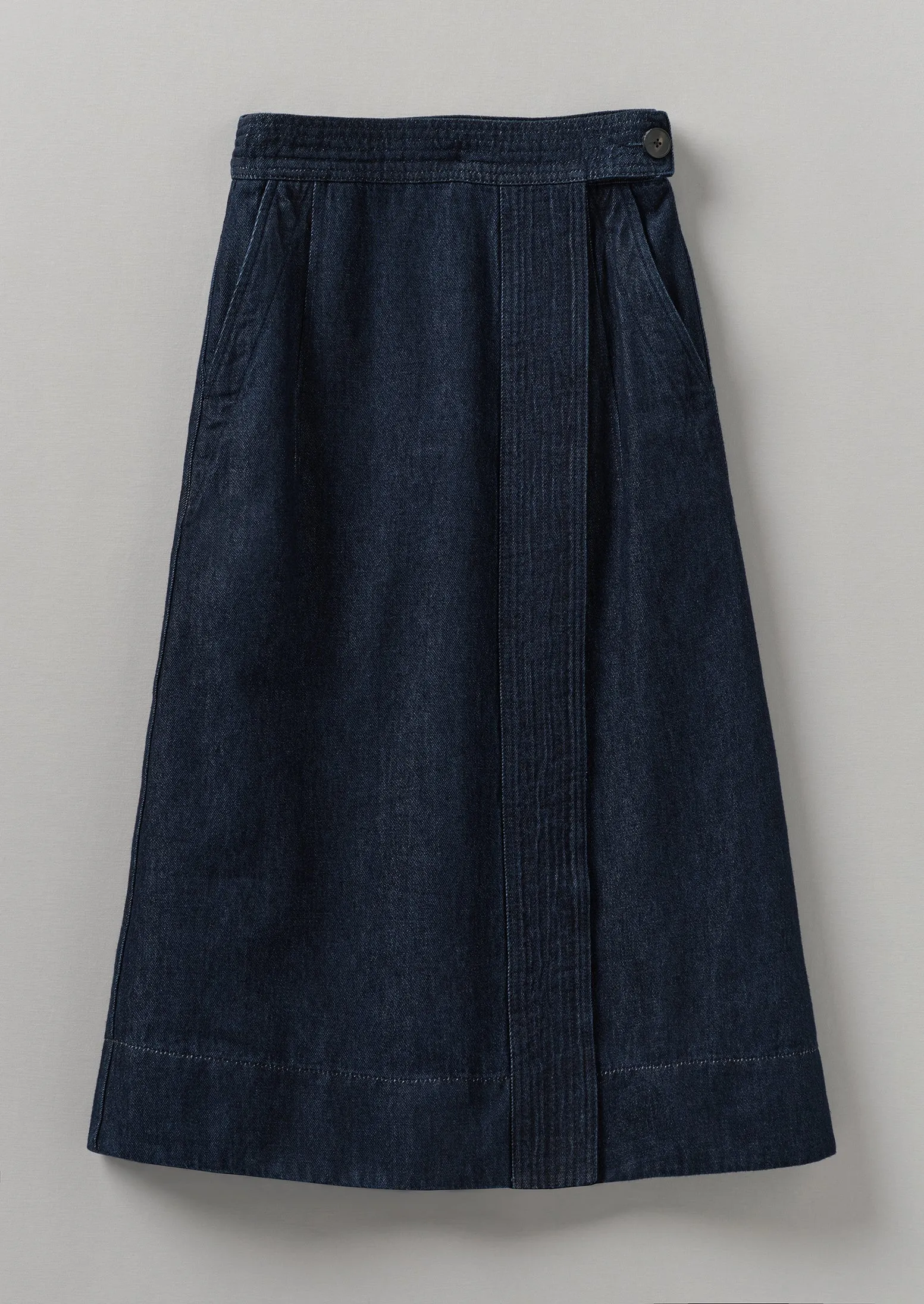 Cotton Hemp Denim Wrap Skirt | Indigo