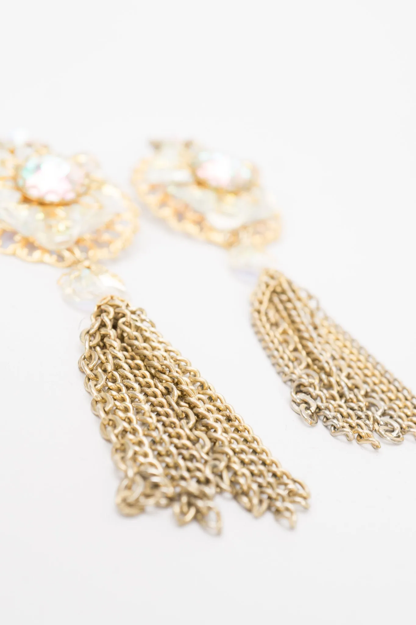 Crystal Filigree Tassel Earrings