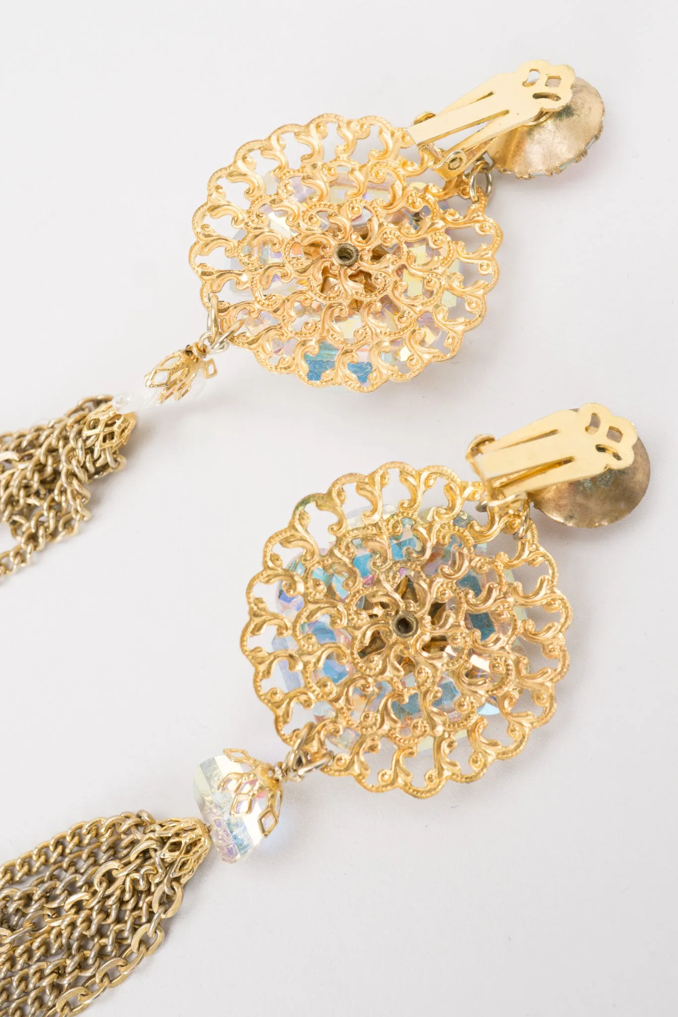 Crystal Filigree Tassel Earrings