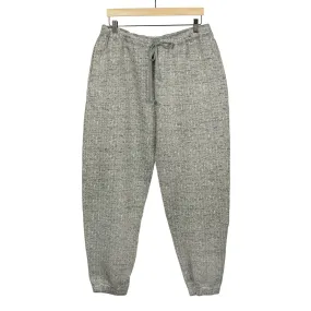 Drawstring trousers in grey herringbone brushed polyester jersey