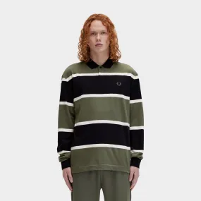 Fred Perry Striped Longsleeve Polo Laurel / Wreath Green