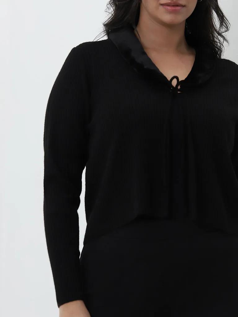 Gia Black Ribbed Cardigan