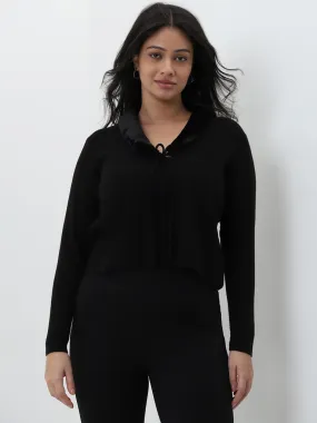 Gia Black Ribbed Cardigan