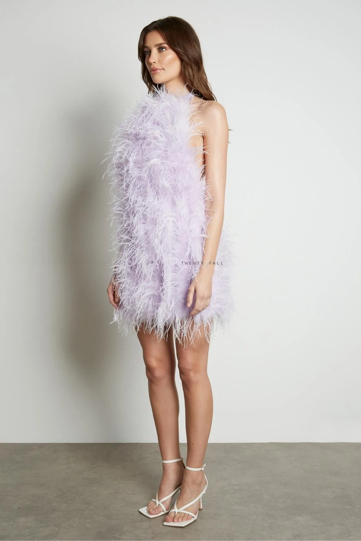 Halter Neck Feather Dress