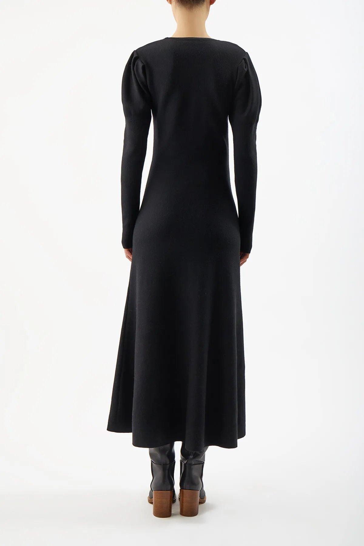 Hannah Knit Maxi Dress in Black Merino Wool Cashmere