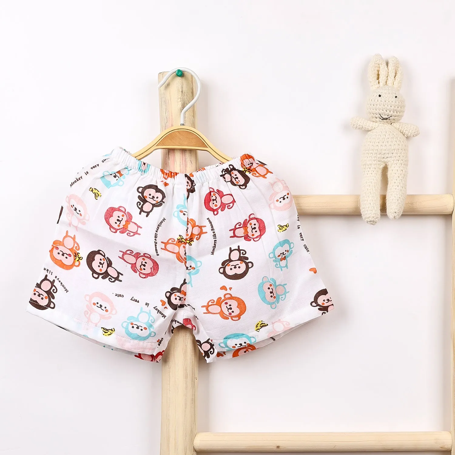 Kids Organic Cotton Muslin Co-Ord Set | Shirt & Shorts | Monkey