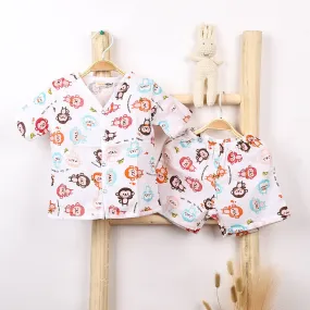 Kids Organic Cotton Muslin Co-Ord Set | Shirt & Shorts | Monkey