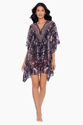 Miraclesuit Tempest Embellished Caftan Swim Cover-Up 6559602 Brown Multi