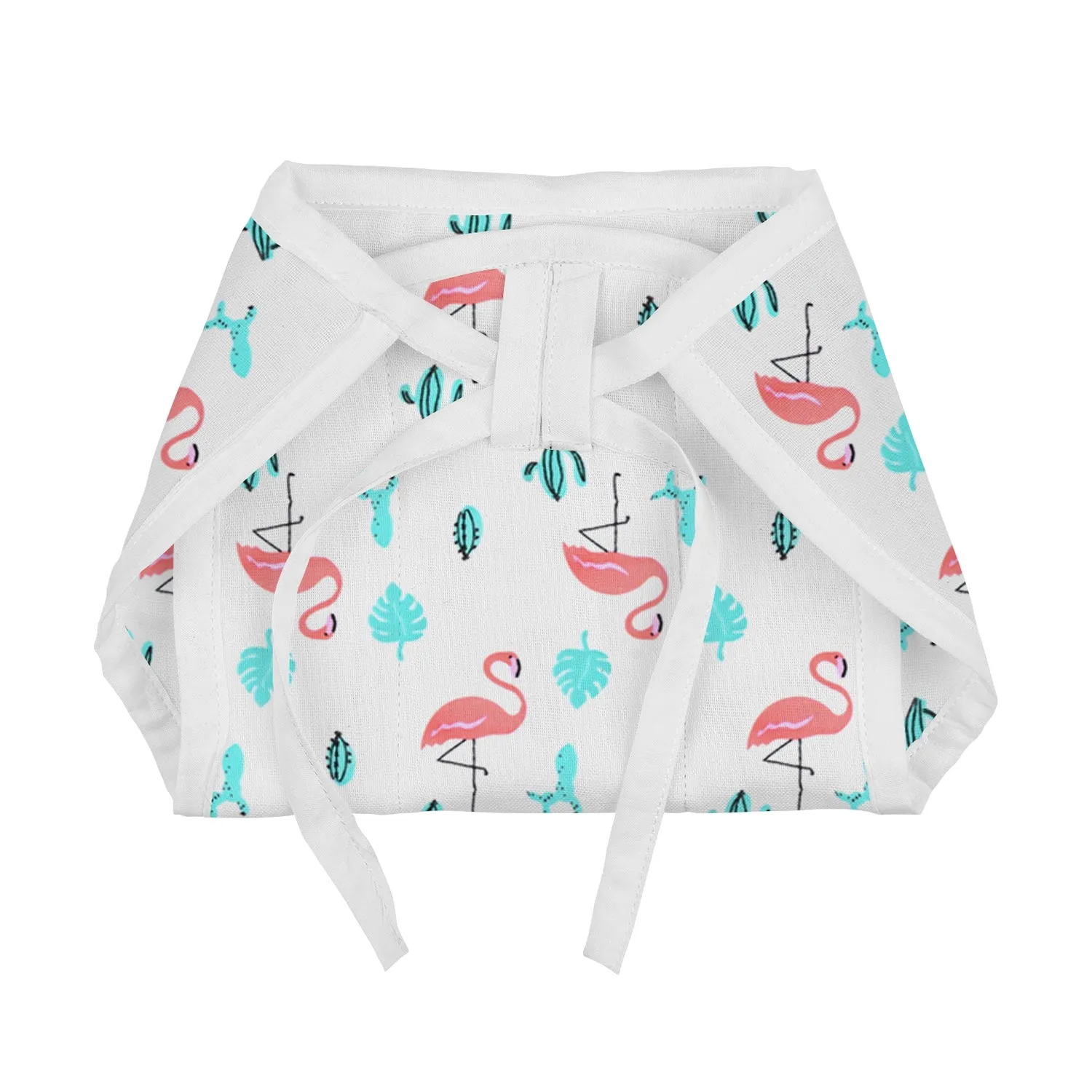 Moms Home Baby Unisex Organic Cotton Muslin Jhabla & Nappy | Flamingo | Set of  1