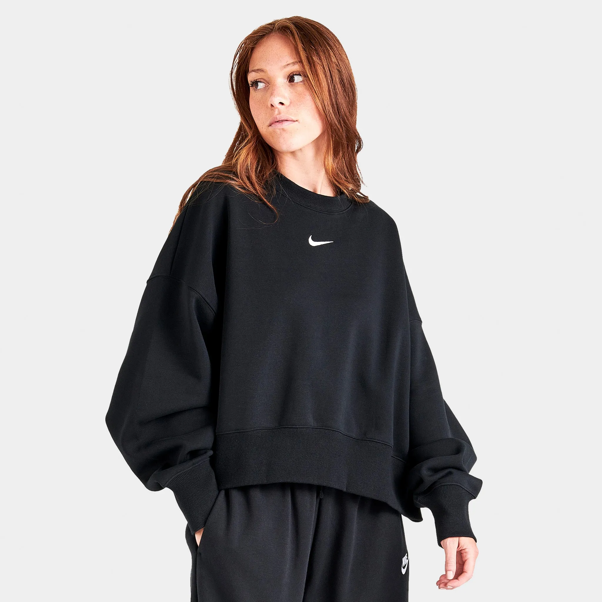 Nike Sportswear Women's Phoenix Fleece Over-Oversized Crewneck Black / Sail