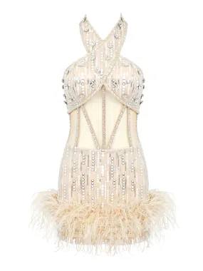 POEME Feathers Mini Dress