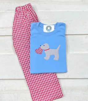 Puppy with Heart Gingham