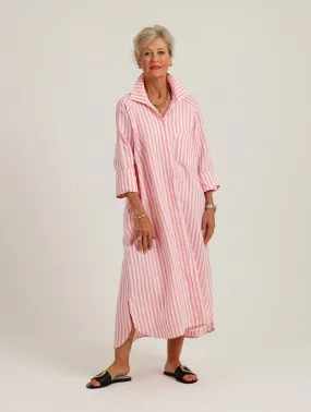 River Indigo Dress- Pink Stripe