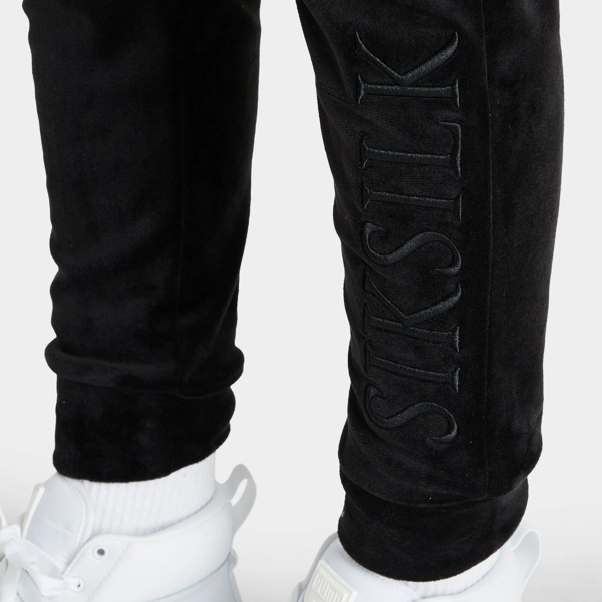 SikSilk Women's Velour Embroidered Joggers / Black