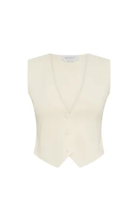 Styx Knit Vest in Ivory Merino Wool Cashmere