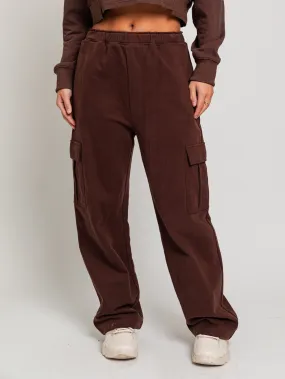 The Cozy Cargo Sweatpants - Brown