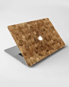 Wooden MacBook Skin With Honey Comb Patterns