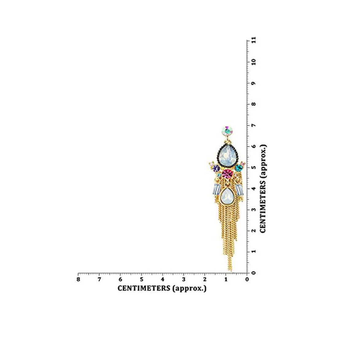 Yellow Chimes Latest Modal Multi Color Crystal Elements long Chain Tassel Earrings For Women