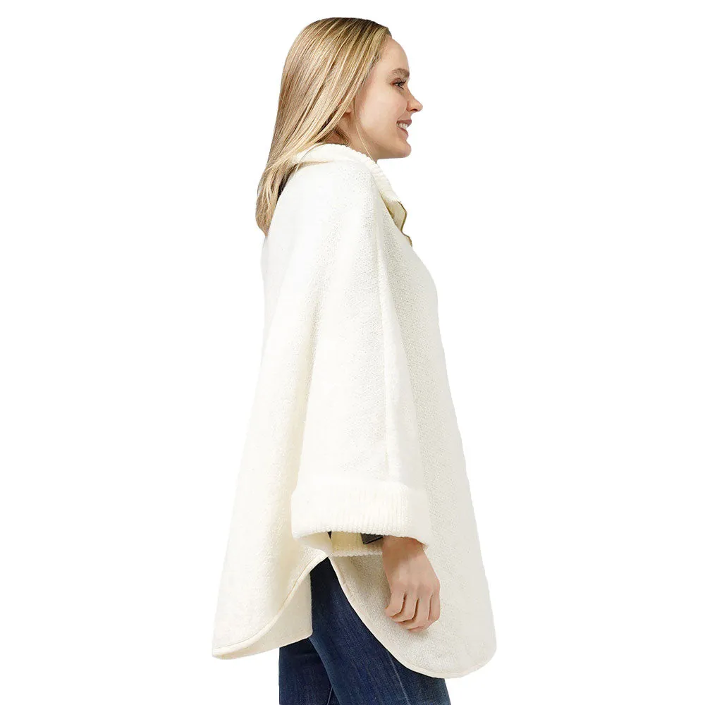 Zip Up Knit Cape Poncho